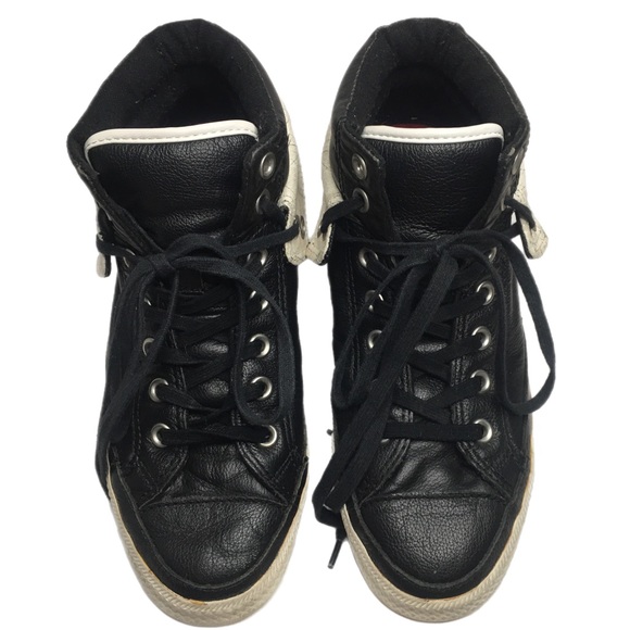 Rare leather Converse two fold high tops. Mens 6/Womens 8 - Picture 7 of 13
